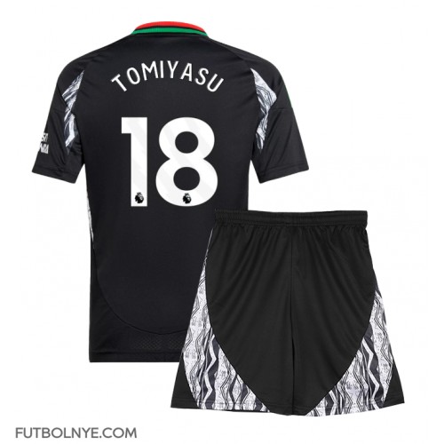 Camiseta Arsenal Takehiro Tomiyasu #18 Visitante Equipación para niños 2024-25 manga corta (+ pantalones cortos)